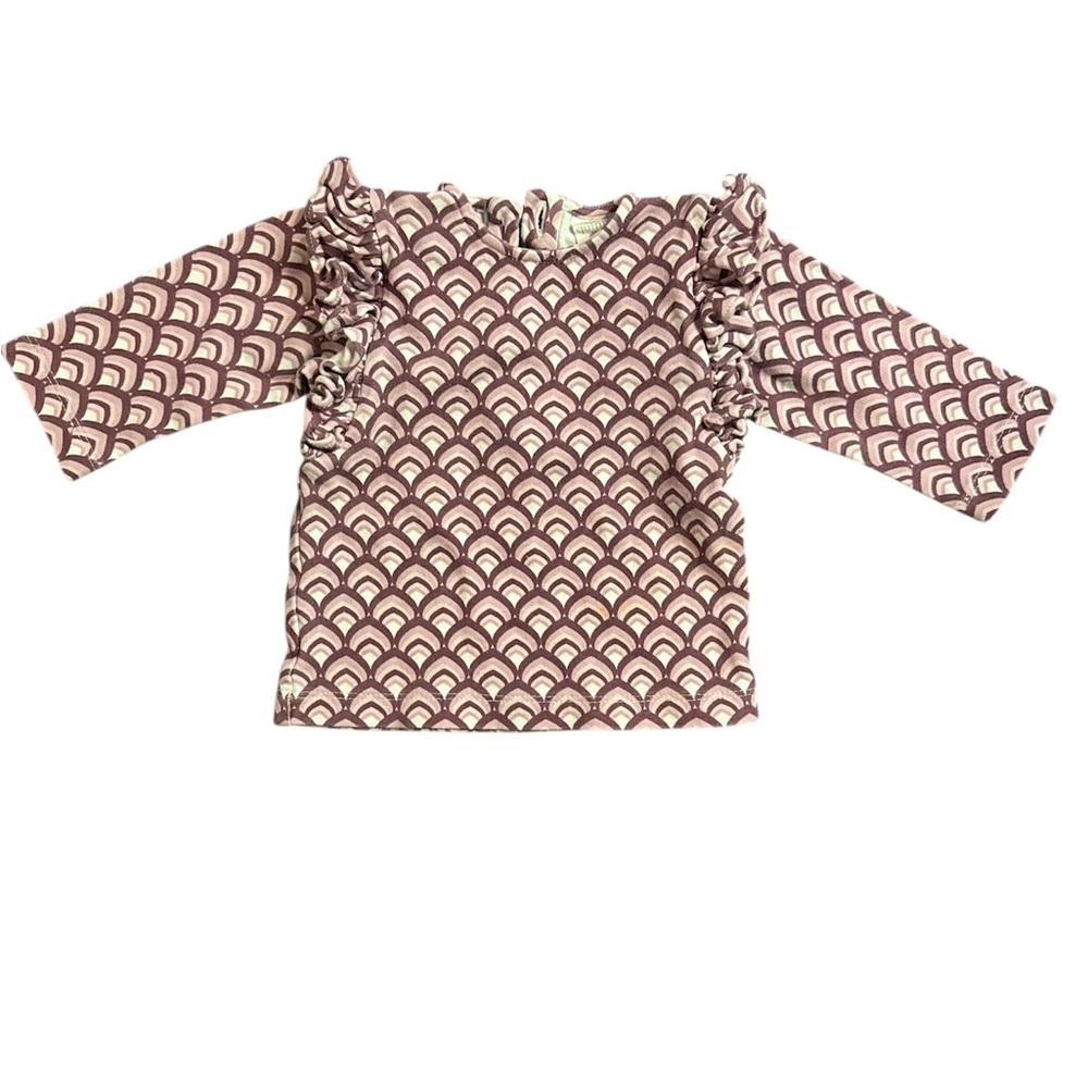 Kate Quinn Organic Cotton Ruffle Patterned Shirt Size 12M